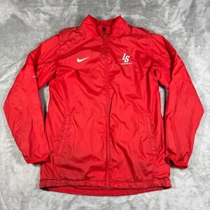 Nike Jacket Mens Medium Red Dri Fit Full Zip LS Football Vented Windbreaker Gym